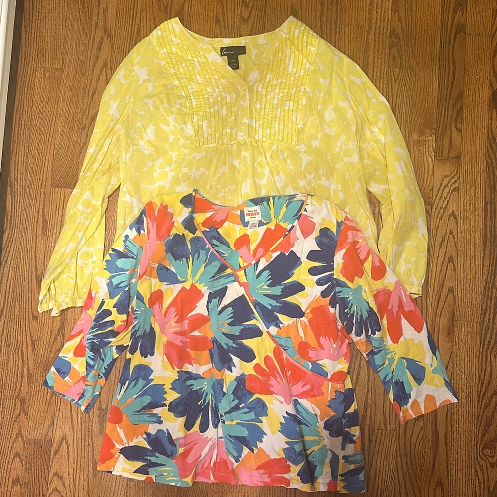 2 bright colored tops 2x
